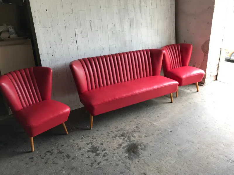 Discount Pamono Mid-Century Hungarian Vinyl Living Room Set, 1960s, Set of 3