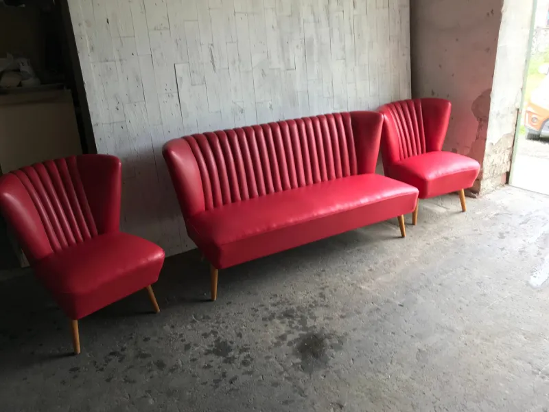 Discount Pamono Mid-Century Hungarian Vinyl Living Room Set, 1960s, Set of 3
