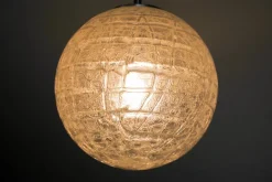 Clearance Pamono Mid-Century Ice Glass Globe Pendant Lamp from Doria Leuchten, Germany, 1970s
