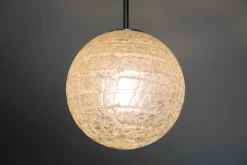 Clearance Pamono Mid-Century Ice Glass Globe Pendant Lamp from Doria Leuchten, Germany, 1970s