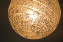 Clearance Pamono Mid-Century Ice Glass Globe Pendant Lamp from Doria Leuchten, Germany, 1970s