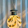 Best Pamono Mid-Century Italian Amber and White Swirl Murano Glass Globe Pendant, 1960s