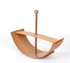 Pamono Mid-Century Italian Beech Plywood Wood Children Rocking Toy Chair, 1970s><noscript><img width=