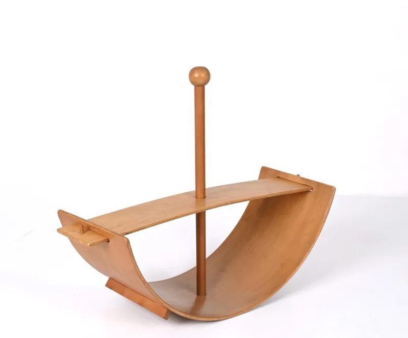 Pamono Mid-Century Italian Beech Plywood Wood Children Rocking Toy Chair, 1970s> Children's Chairs