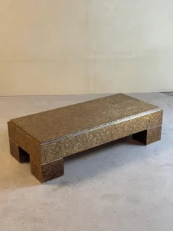 Pamono Mid-Century Italian Brass and Veneer Coffee Table, 1970s> Coffee & Side Tables