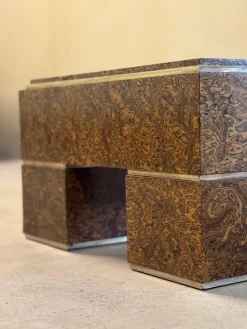 Pamono Mid-Century Italian Brass and Veneer Coffee Table, 1970s> Coffee & Side Tables