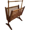 Pamono Mid-Century Italian Cane Rattan and Wood Magazine Rack, 1960s> Magazine Racks