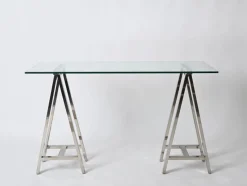 Hot Pamono Mid-Century Italian Chromed Steel Trestles after Milo Baughman, 1970s, Set of 2
