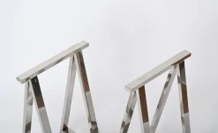 Hot Pamono Mid-Century Italian Chromed Steel Trestles after Milo Baughman, 1970s, Set of 2