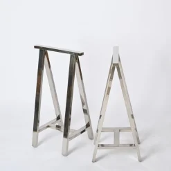 Hot Pamono Mid-Century Italian Chromed Steel Trestles after Milo Baughman, 1970s, Set of 2