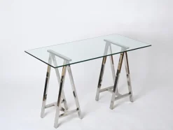 Hot Pamono Mid-Century Italian Chromed Steel Trestles after Milo Baughman, 1970s, Set of 2