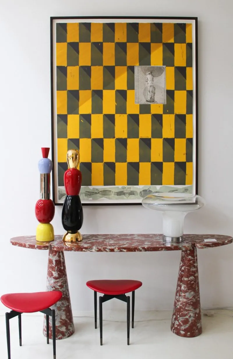 Online Pamono Mid-Century Italian Console Table in Red Marble by Angelo Mangiarotti for Skipper, 1970s