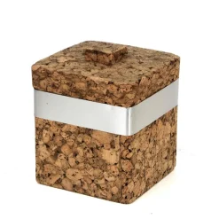 Pamono Mid-Century Italian Cork and Aluminum Ice Bucket with Cork Top, 1970s><noscript><img width=