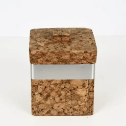 Pamono Mid-Century Italian Cork and Aluminum Ice Bucket with Cork Top, 1970s><noscript><img width=