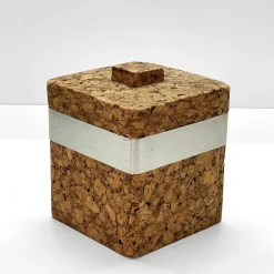 Pamono Mid-Century Italian Cork and Aluminum Ice Bucket with Cork Top, 1970s><noscript><img width=