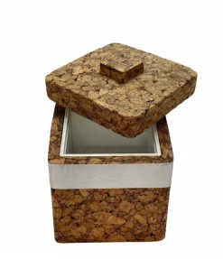 Pamono Mid-Century Italian Cork and Aluminum Ice Bucket with Cork Top, 1970s><noscript><img width=