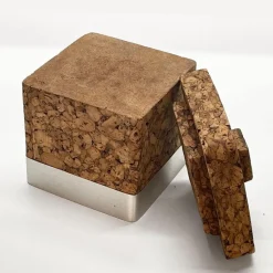 Pamono Mid-Century Italian Cork and Aluminum Ice Bucket with Cork Top, 1970s><noscript><img width=