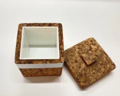 Pamono Mid-Century Italian Cork and Aluminum Ice Bucket with Cork Top, 1970s><noscript><img width=