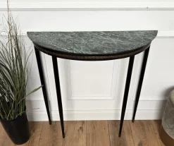 Pamono Mid-Century Italian Demi Lune Console Table with Green Marble Top, 1950s><noscript><img width=