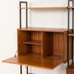 Pamono Mid-Century Italian Free-Standing 3-Bay Wall Unit in Teak, 1970s><noscript><img width=