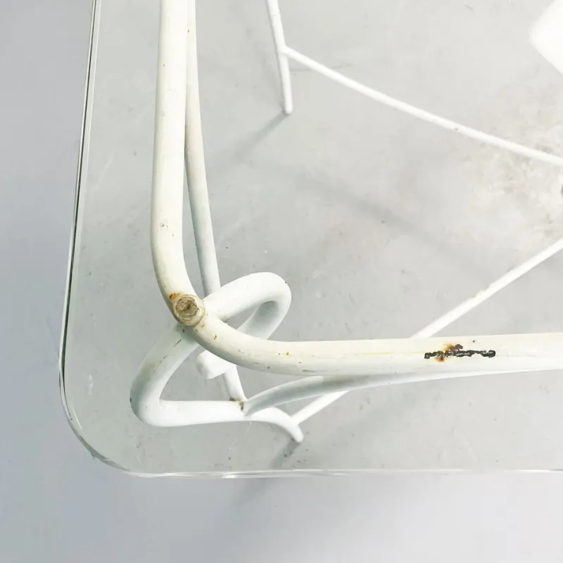 Discount Pamono Mid-Century Italian Garden Table in White Wrought Iron & Glass, 1960s