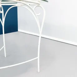 Discount Pamono Mid-Century Italian Garden Table in White Wrought Iron & Glass, 1960s