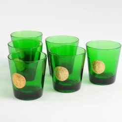 Pamono Mid-Century Italian Green Glasses from Byrrh, Set of 6> Glassware