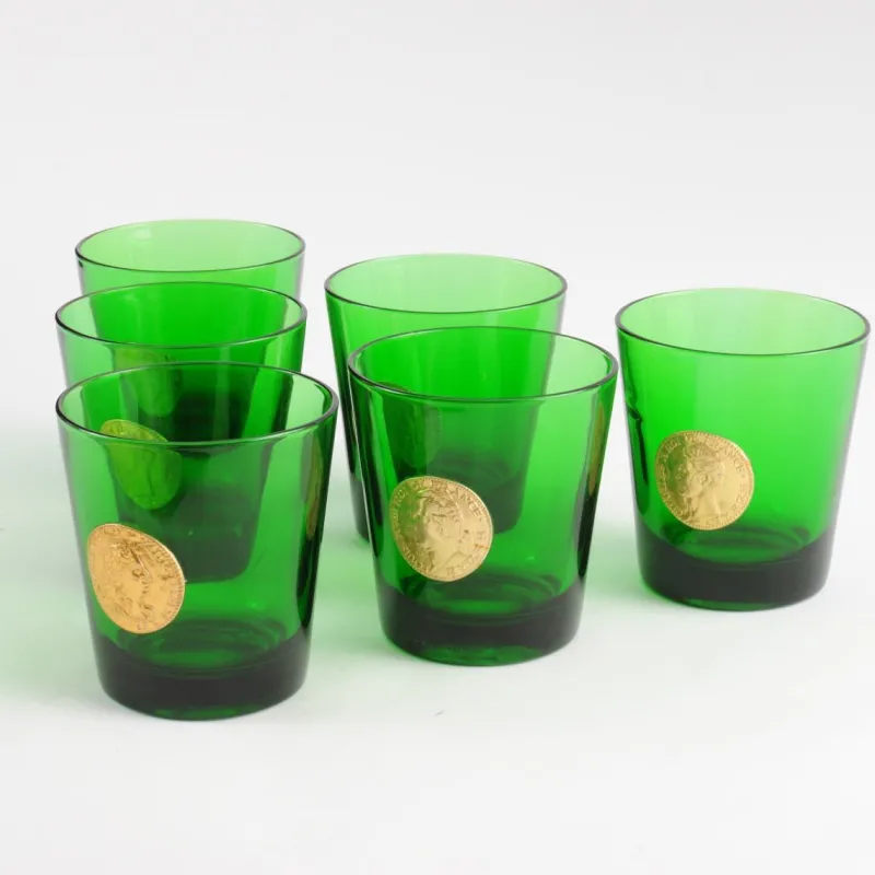 Pamono Mid-Century Italian Green Glasses from Byrrh, Set of 6> Glassware