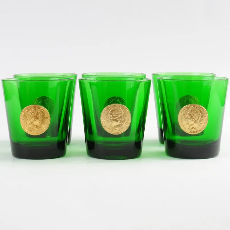 Pamono Mid-Century Italian Green Glasses from Byrrh, Set of 6> Glassware