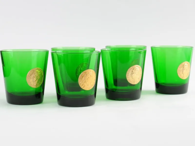 Pamono Mid-Century Italian Green Glasses from Byrrh, Set of 6> Glassware