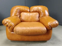 Outlet Pamono Mid-Century Italian Leather Sofa Set by Ercole Biella for Grappeggia, 1970s, Set of 2