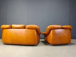 Outlet Pamono Mid-Century Italian Leather Sofa Set by Ercole Biella for Grappeggia, 1970s, Set of 2