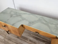 Pamono Mid-Century Italian Maple and Glass Chest of Drawers with Brass Details, 1950s><noscript><img width=