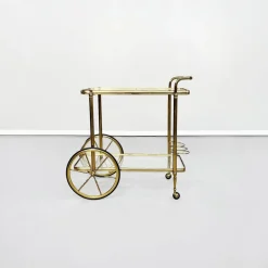 Pamono Mid-Century Italian Modern Bar Cart in Brass & Glass, 1950s> Serving Bar Carts & Trolleys