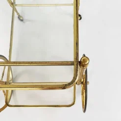 Pamono Mid-Century Italian Modern Bar Cart in Brass & Glass, 1950s><noscript><img width=