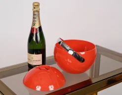 Clearance Pamono Mid-Century Italian Orange Plastic Ball-Shaped Ice Bucket from Guzzini, 1970s