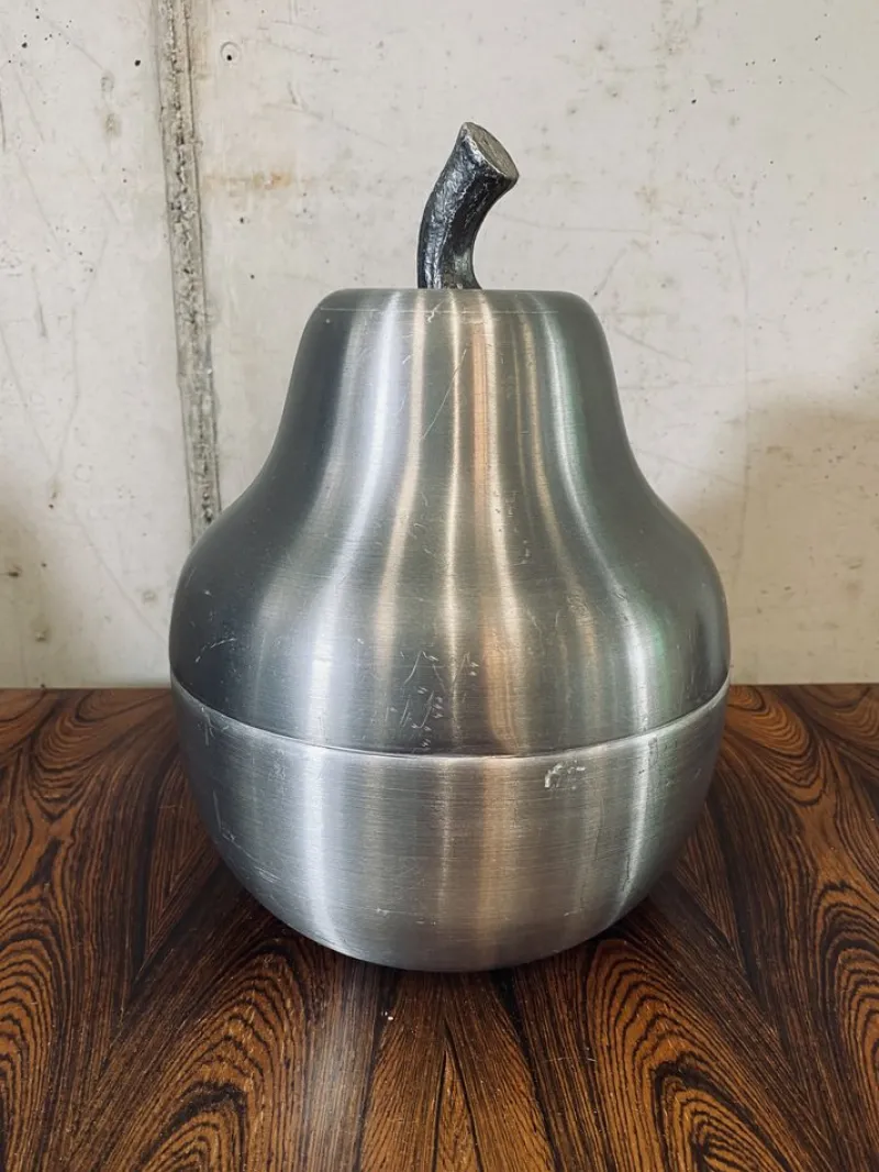 Pamono Mid-Century Italian Pear Ice Bucket in Aluminum