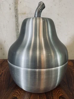 Pamono Mid-Century Italian Pear Ice Bucket in Aluminum