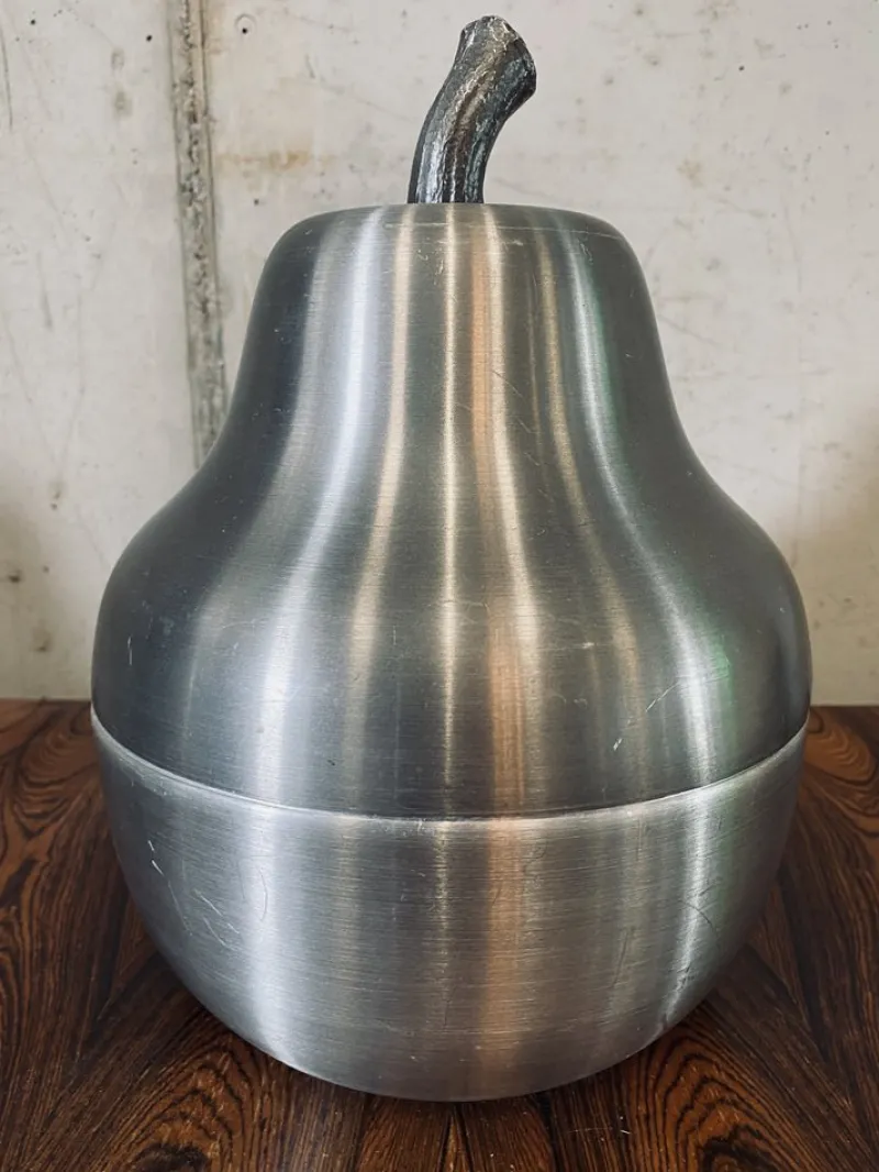 Pamono Mid-Century Italian Pear Ice Bucket in Aluminum