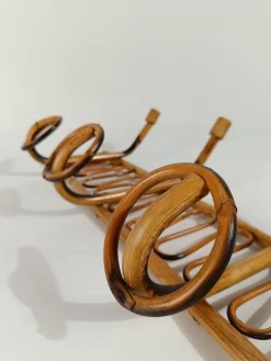 Pamono Mid-Century Italian Riviera Rattan and Bamboo Wall Coat Rack / Wall Hanger, 1960s> Racks, Hooks & Valets
