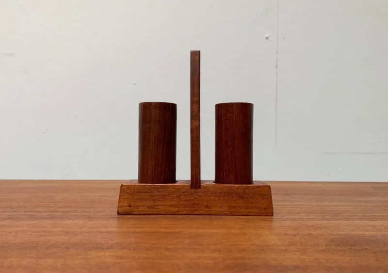 Pamono Mid-Century Italian Teak Pepper and Salt Shaker from Anri Form, Italy, Set of 3> Salt & Pepper Shakers