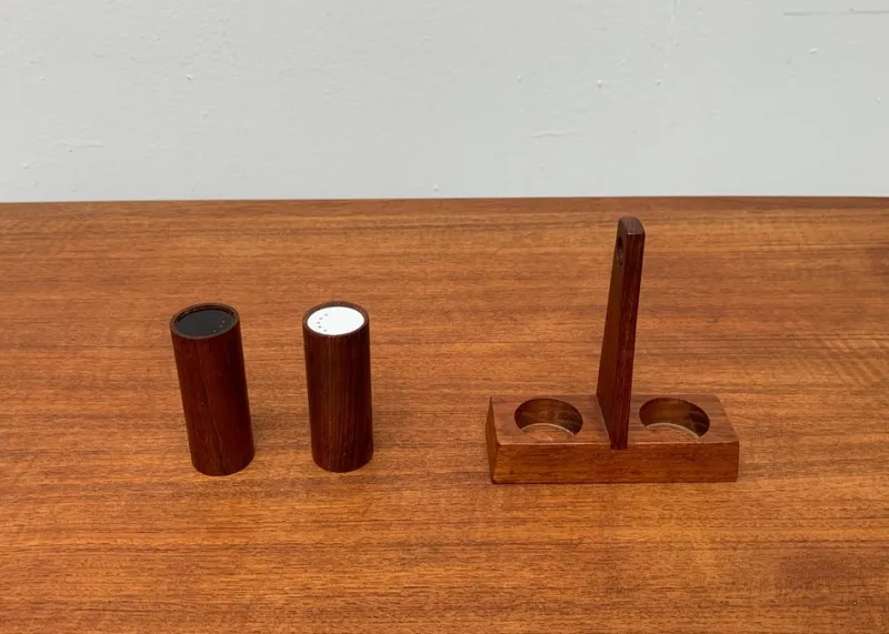 Pamono Mid-Century Italian Teak Pepper and Salt Shaker from Anri Form, Italy, Set of 3> Salt & Pepper Shakers
