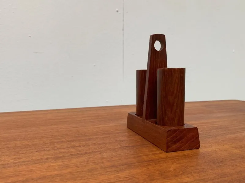 Pamono Mid-Century Italian Teak Pepper and Salt Shaker from Anri Form, Italy, Set of 3> Salt & Pepper Shakers