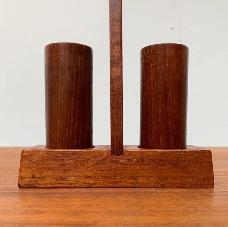 Pamono Mid-Century Italian Teak Pepper and Salt Shaker from Anri Form, Italy, Set of 3> Salt & Pepper Shakers
