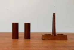 Pamono Mid-Century Italian Teak Pepper and Salt Shaker from Anri Form, Italy, Set of 3><noscript><img width=