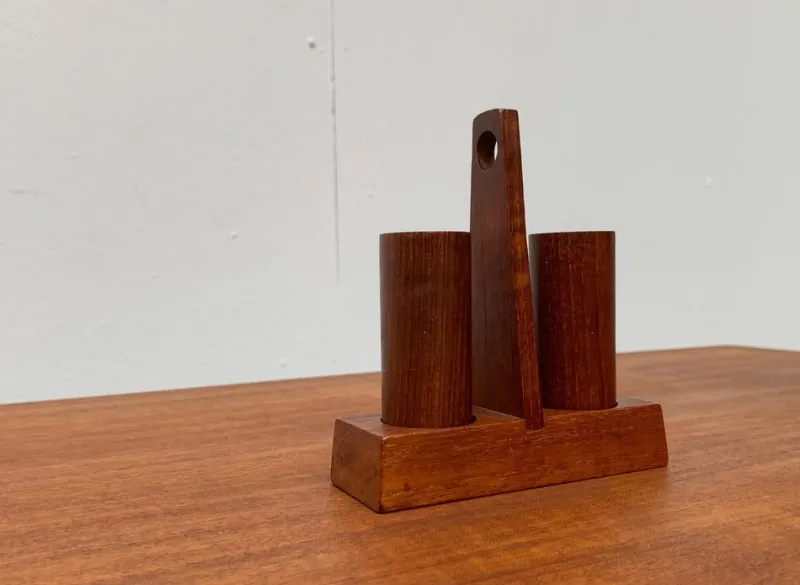 Pamono Mid-Century Italian Teak Pepper and Salt Shaker from Anri Form, Italy, Set of 3> Salt & Pepper Shakers