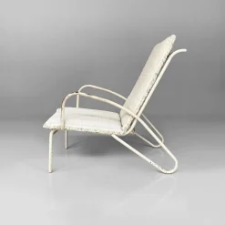 Hot Pamono Mid-Century Italian White and Azure Iron Outdoor Lounge Chairs, 1960s, Set of 2