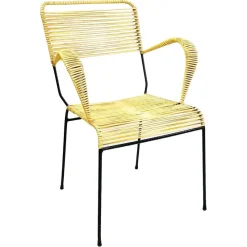 Best Pamono Mid-Century Italian Yellow Plastic Scooby Black Metal Outdoor Chair, 1960s
