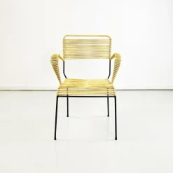 Best Pamono Mid-Century Italian Yellow Plastic Scooby Black Metal Outdoor Chair, 1960s