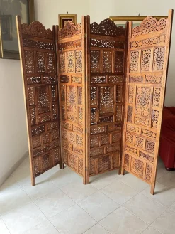 Pamono Mid-Century Japanese 4-Panel Folding Room Divider, 1940s